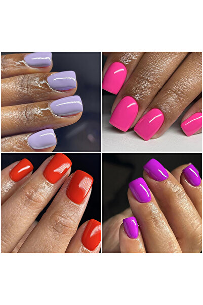 Choice 1205 96 قطعة/مجموعة أظافر صناعية قصيرة مربعة لامعة صيفية 4 ألوان وردي ...