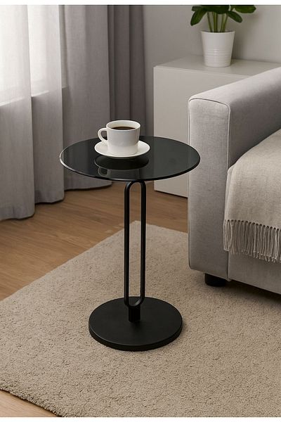 private house Black glass side table