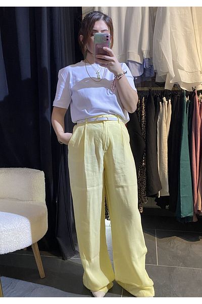 karpuzbutiks Qz Linen Palazzo Pants-M