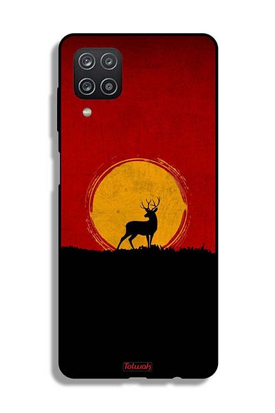 Tolwak غطاء حماية لهاتف Samsung Galaxy A12 بتصميم غزال وقمر