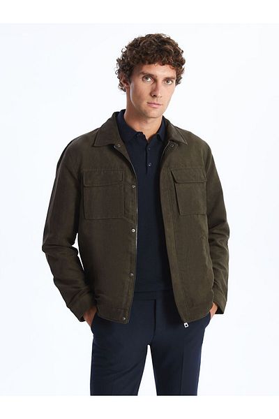 LC Waikiki Southblue Standard Fit Shirt Collar Suede Men's Coat