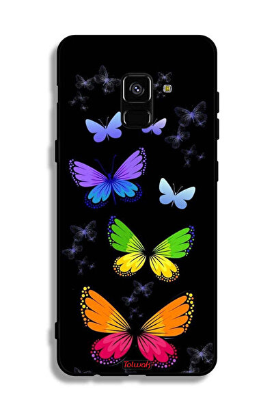 Tolwak غطاء حماية لهاتف Samsung Galaxy A8 Plus (2018) بنقشة فراشات ملونة