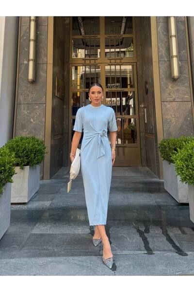 Friday Mood Kadın Önden Bağlama Detaylı Kısa Kol Basic Elbise