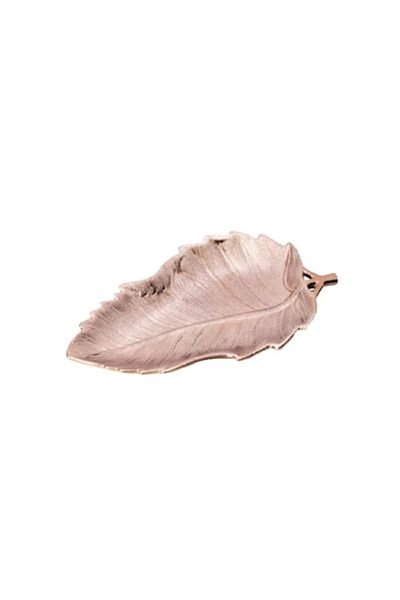 Maloom Ceramic Plate in Copper Finish, Leaf Design, Malooki DX72505A-BE, 39cm