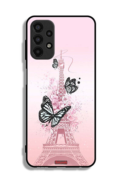 Tolwak Samsung Galaxy A13 4G Protective Case Cover Butterflies On Eiffel Tower