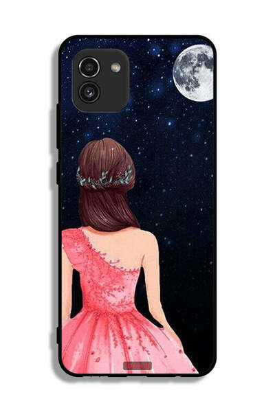Tolwak Samsung Galaxy A03 Protective Case Cover Girl And Moon Art