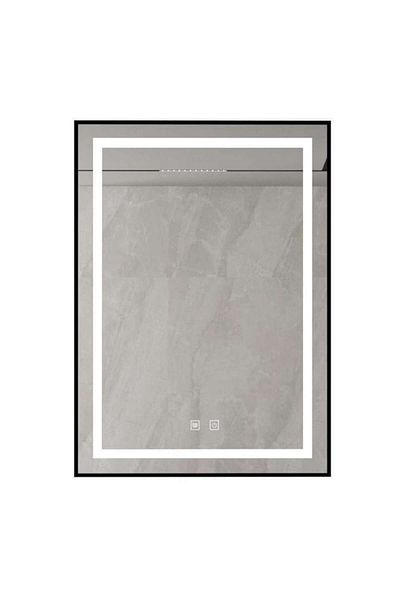 OPTIM DEKO Oglinda LED Premium Touch, Sistem Dezaburire, Rama Neagra 60x80 cm