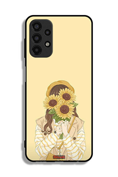 Tolwak Samsung Galaxy A13 4G Protective Case Cover Hide Face With Sunflowers