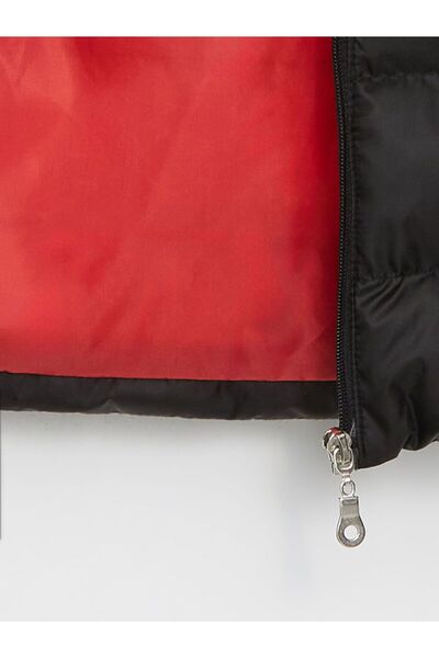 LC Waikiki Black Hooded Boy's Inflatable Coat