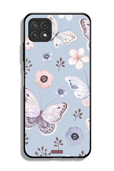 Tolwak Samsung Galaxy A22 5G Protective Case Cover Butterflies And Flowers
