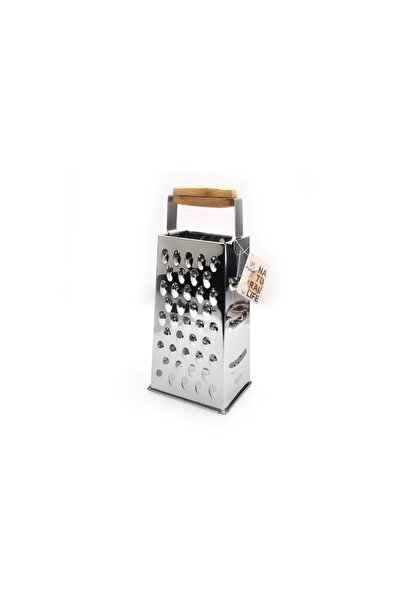 Parfait Four Sided Grater with Bamboo Handle Silver and Brown