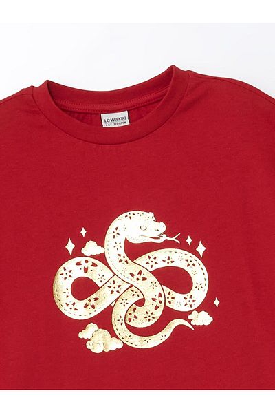 LC Waikiki Red Crew Neck Girl's T-Shirt