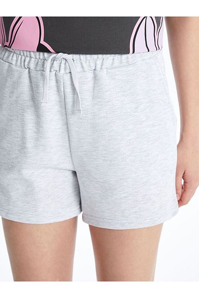 LC Waikiki Pantaloni scurți drepti pentru femei gri cu talie elastică