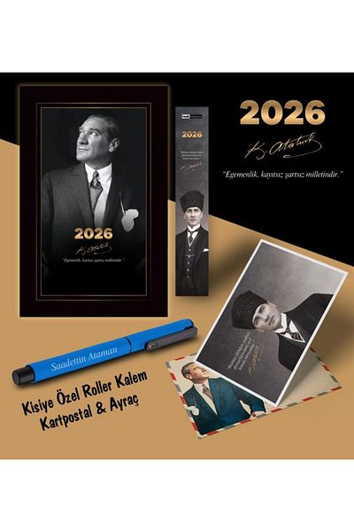 Mor kelebek 2026 İstikbal Atatürk Agenda Bookmark Пощенска картичка Химикалка - синя