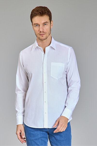 Bisse Regular Fit Classic Sport Collar White Men's Shirt