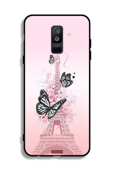 Tolwak غطاء حماية لهاتف سامسونج جالاكسي A6 بلس (2018) بنقشة فراشات على برج إيفل