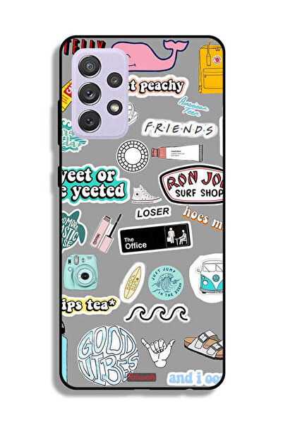 Tolwak Samsung Galaxy A72 5G Protective Case Cover Good Vibes Stickers