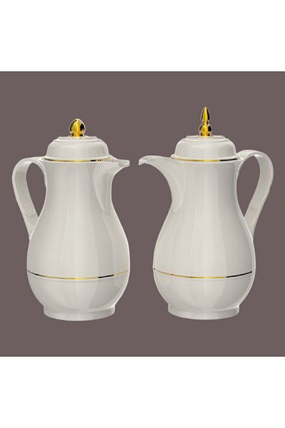 Bien Servi High Quality Plastic Body Vacuum Flask Set White 1 Liter