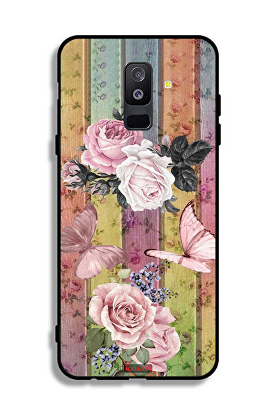 Tolwak غطاء حماية لهاتف سامسونج جالاكسي A6 بلس (2018) بنقشة فراشات الخوخ والورود