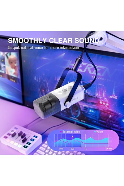 Fifine Gaming Bundle — XLR/USB Dynamic Streaming Microphone with Audio Mixer (KS5W)