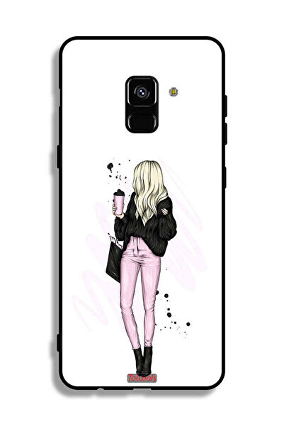 Tolwak غطاء حماية لهاتف Samsung Galaxy A8 Plus (2018) بتصميم فتاة تحمل كوب قهوة