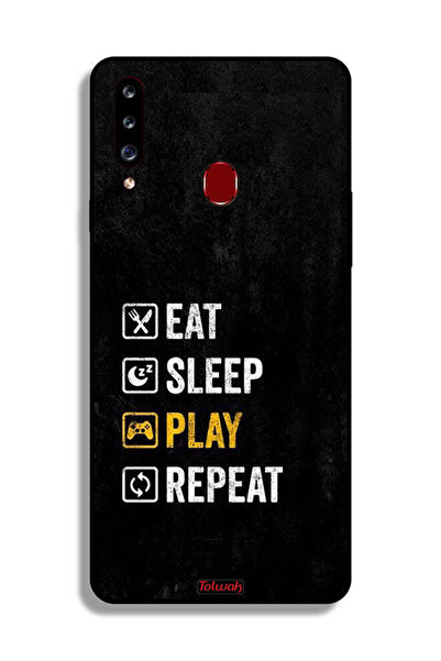 Tolwak غطاء حماية لهاتف Samsung Galaxy A20s، تناول الطعام، النوم، اللعب، التكرار