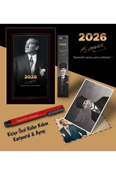 Mor kelebek 2026 İstikbal Atatürk Agenda Bookmark Писалка за пощенска картичка - червена