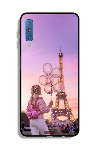 Tolwak غطاء حماية لهاتف Samsung Galaxy A7 (2018) عليه صورة فتاة تحمل بالونات
