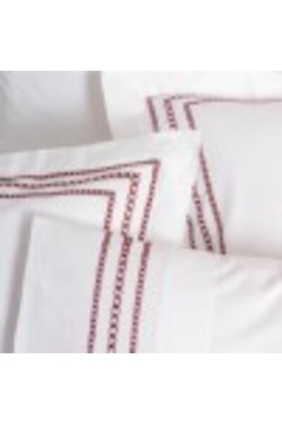 Cotton Box Luxury white bed linen with red embroidery, Cotton Box, Helya