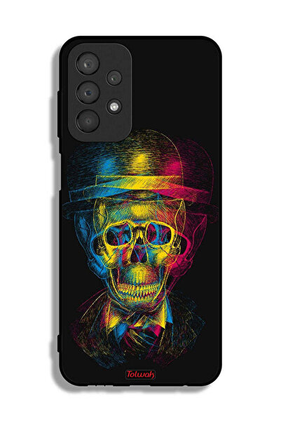 Tolwak غطاء حماية لهاتف Samsung Galaxy A23 بتصميم جمجمة وقبعة ملونة وفن خيالي