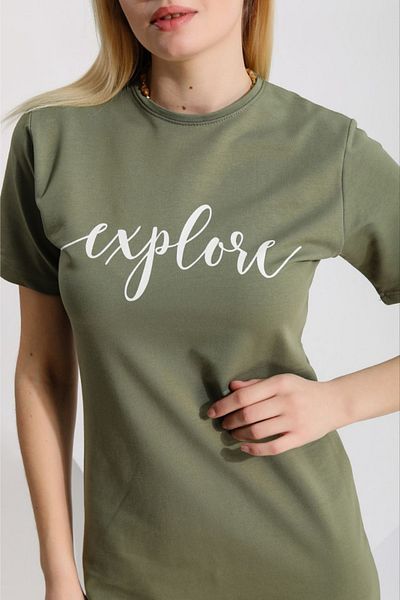 KRIMO Women's Short Sleeve Crew Neck Knitted Front Printed Mini Dress