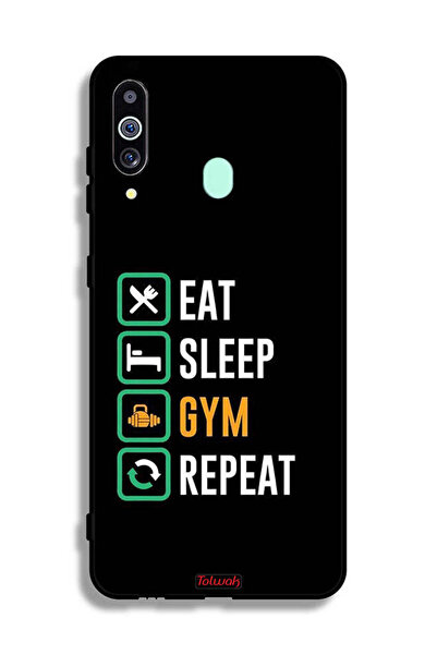 Tolwak غطاء حماية لهاتف Samsung Galaxy A60، Eat Sleep Gym Repeat
