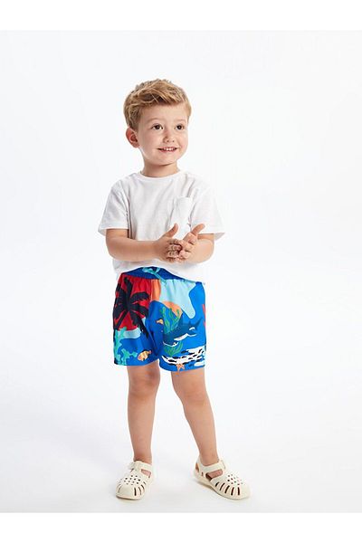 LC Waikiki Lcw Kids Printed Baby Boy Swim Shorts with Elastic Waist