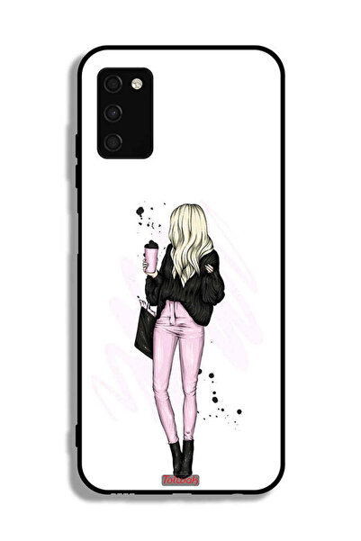 Tolwak Samsung Galaxy A02s Protective Case Cover Girl Holding Coffee Cup Art
