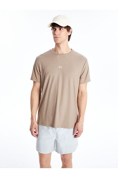 LC Waikiki Brown Dry-Tech Crew Neck Short Sleeve Men's Sports T-Shirt