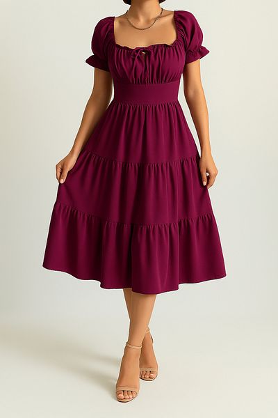 MILANOFOX Square/Madonna Collar Elastic Relaxed Cut Summer Dress