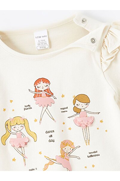 LC Waikiki LCW baby Crew Neck Long Sleeve Printed Baby Girl Blouse and Leggings 2 Pieces Set