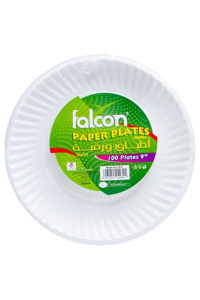 Falcon Paper Plates 9 Inch – 100 Count | Heavy-Duty Disposable Plates