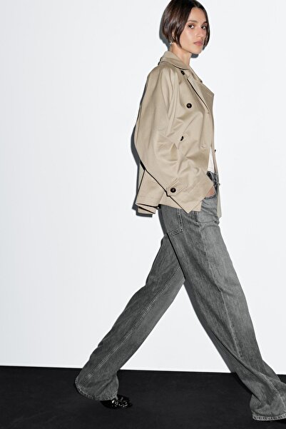 Massimo Dutti Yakası düğmeli kısa trençkot