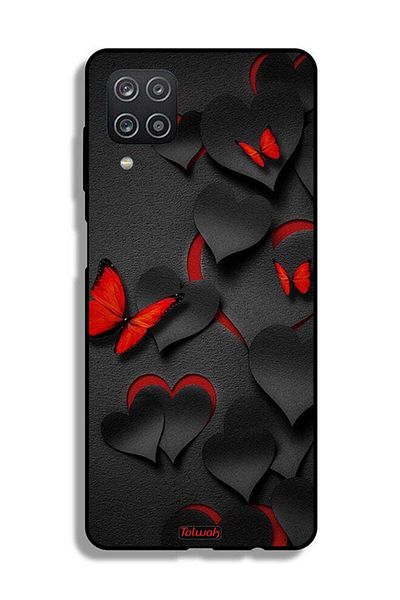 Tolwak غطاء واقي لغطاء حماية Samsung Galaxy A12 بنقشة قلوب وفراشات