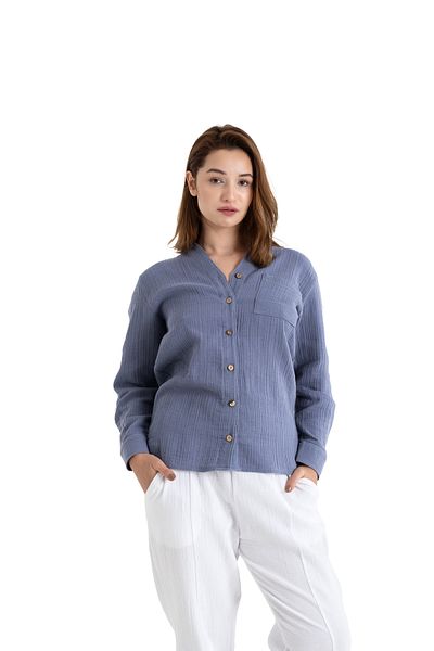 PANCHY CANKY Cămașă de damă din muselină cu 2 straturi, slim fit, 100% bumbac