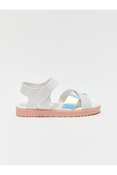 LC Waikiki White Velcro Cross Strap Baby Girl Sandals