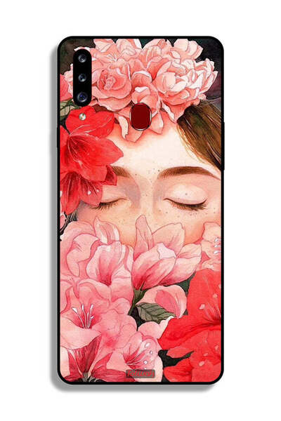 Tolwak غطاء حماية لهاتف Samsung Galaxy A20s، وجه فتاة مخفي في فن الزهور