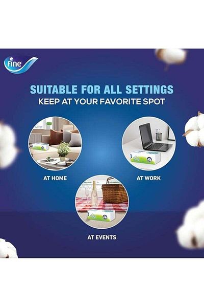 FINE FACIAL TISSUE PACK 130 SHEETS X 2 PLY, BUNDLE OF 10 STERILIZED FLUFFY TISSUES