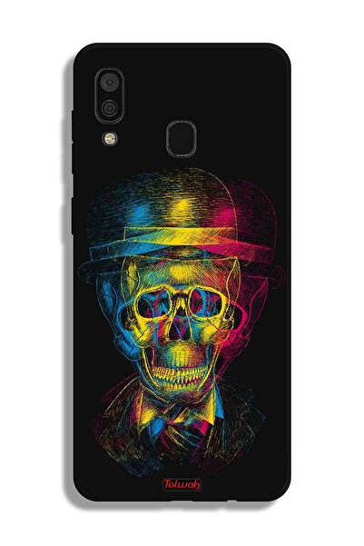 Tolwak غطاء حماية لهاتف Samsung Galaxy A20 بتصميم جمجمة وقبعة ملونة وفن خيالي