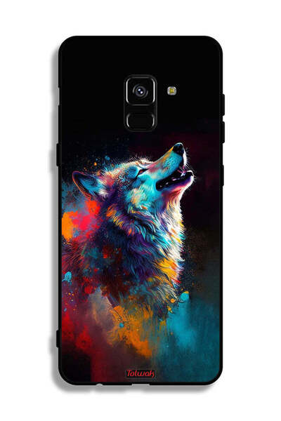 Tolwak غطاء حماية لهاتف Samsung Galaxy A8 Plus (2018) بتصميم فن الذئب الملون