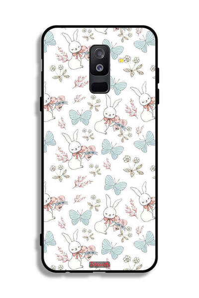 Tolwak غطاء حماية لهاتف سامسونج جالكسي A6 بلس (2018) بطبعة أرنب وفراشات