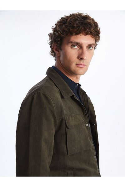 LC Waikiki Southblue Standard Fit Shirt Collar Suede Men's Coat