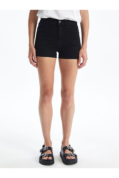 LC Waikiki Black Tight Fit Women's Jean Shorts