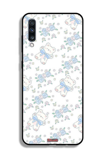 Tolwak غطاء حماية لهاتف سامسونج جالكسي A70 بطبعة دب تيدي لطيف وزهور